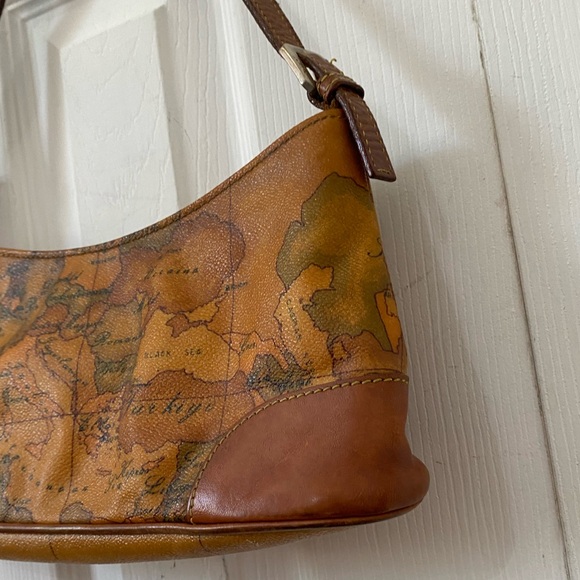 Vintage Alviero MARTINI 1a Classe Geo World Map Leather Bag - Picture 6 of 9